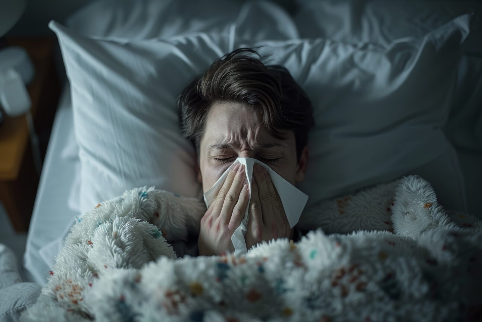 sick-adult-blowing-their-snot flu malam