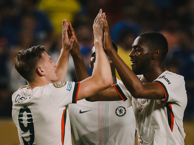 322-Pemain Chelsea selebrasi Menang 3-0 atas ES Tunis, Chelsea Dampingi Flamengo ke Babak Knockout