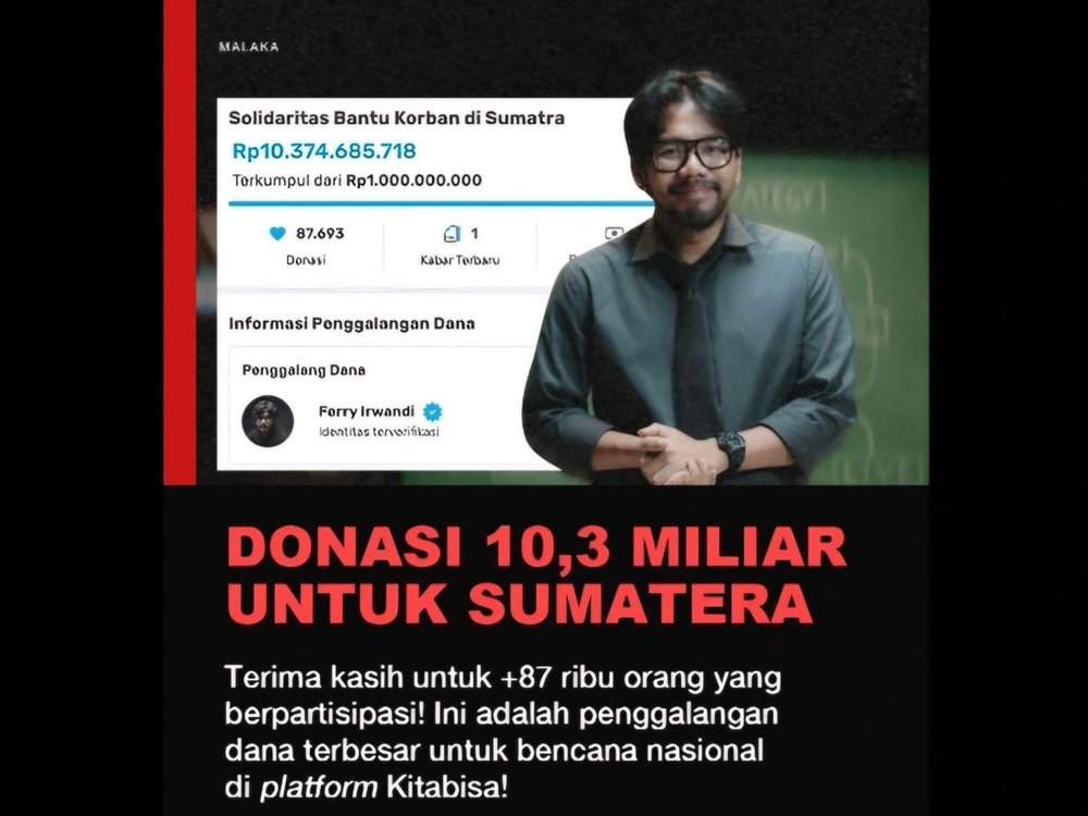 Aksi Warga Jaga Warga: Ferry Irwandi Kumpulkan Rp10,3 Miliar dalam 24 Jam untuk Korban Bencana Sumatra