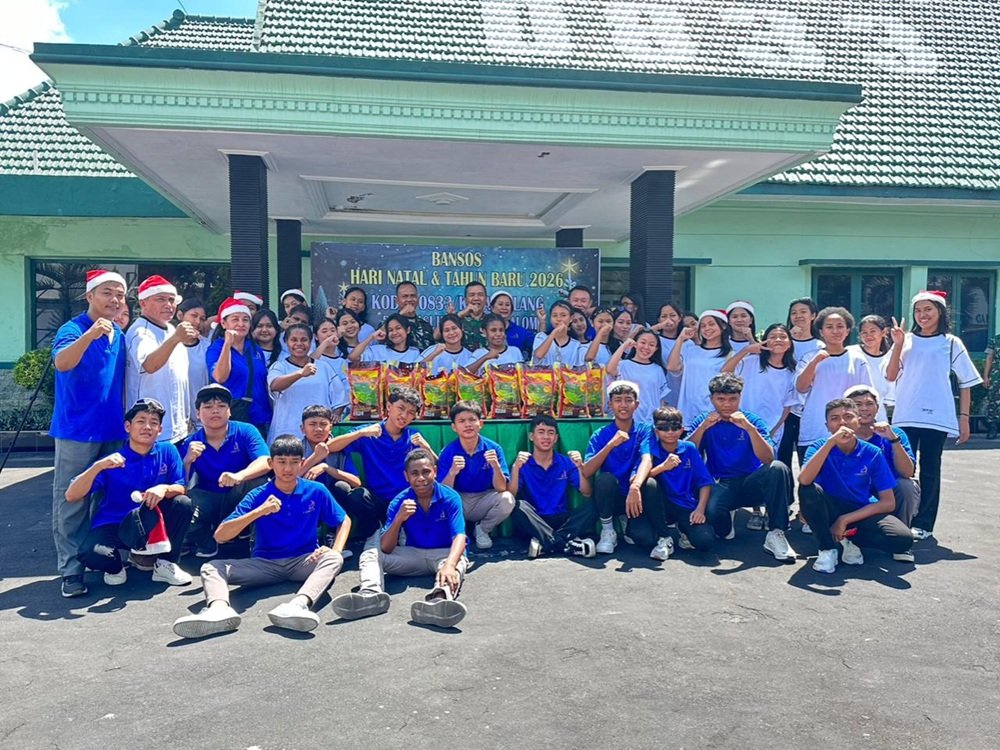 Kodim 0833/Kota Malang Salurkan Bansos Nataru 2026 ke Panti Asuhan Oikos Shalom