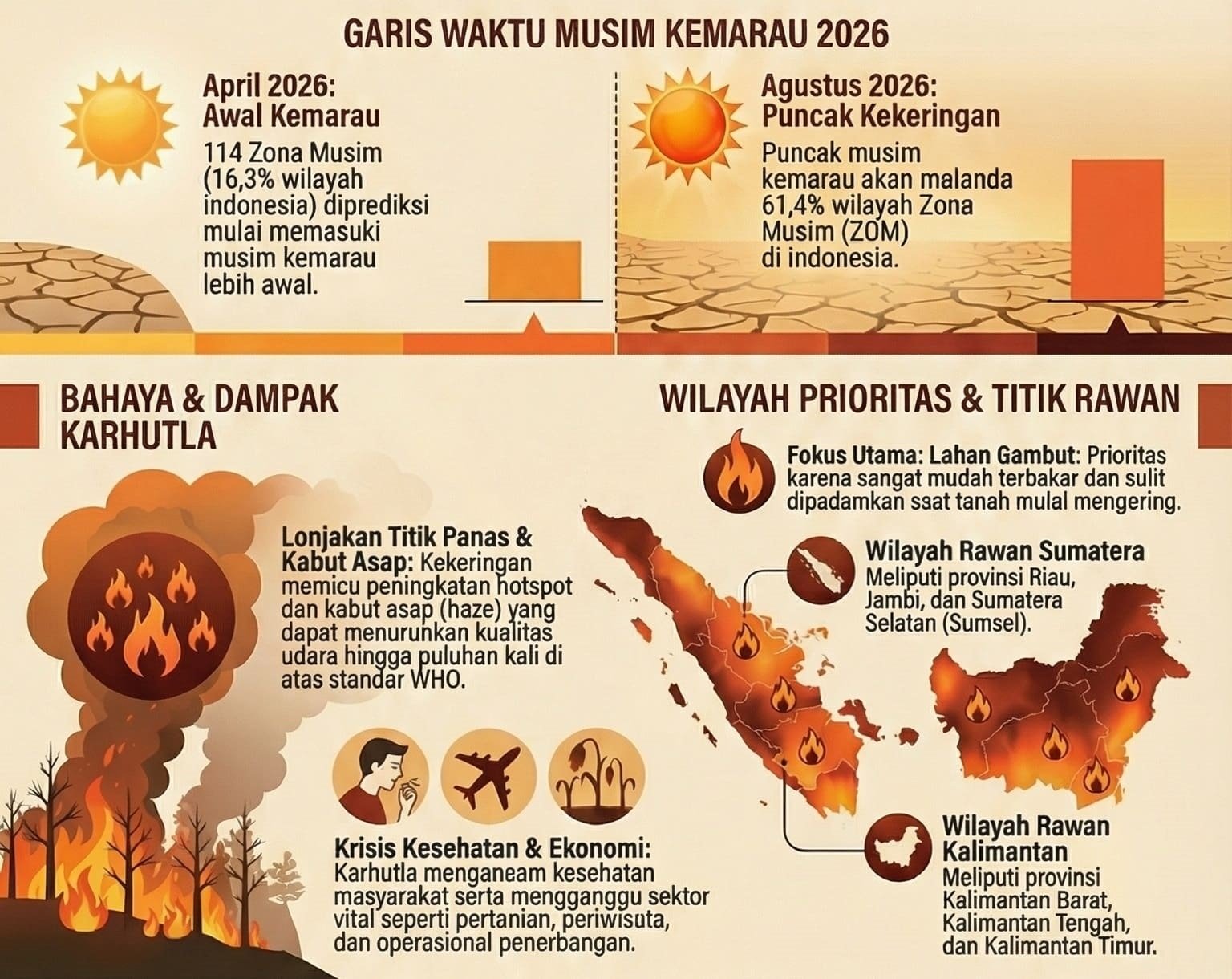 Potensi Ancaman Karhutla di Musim Kemarau Panjang 2026