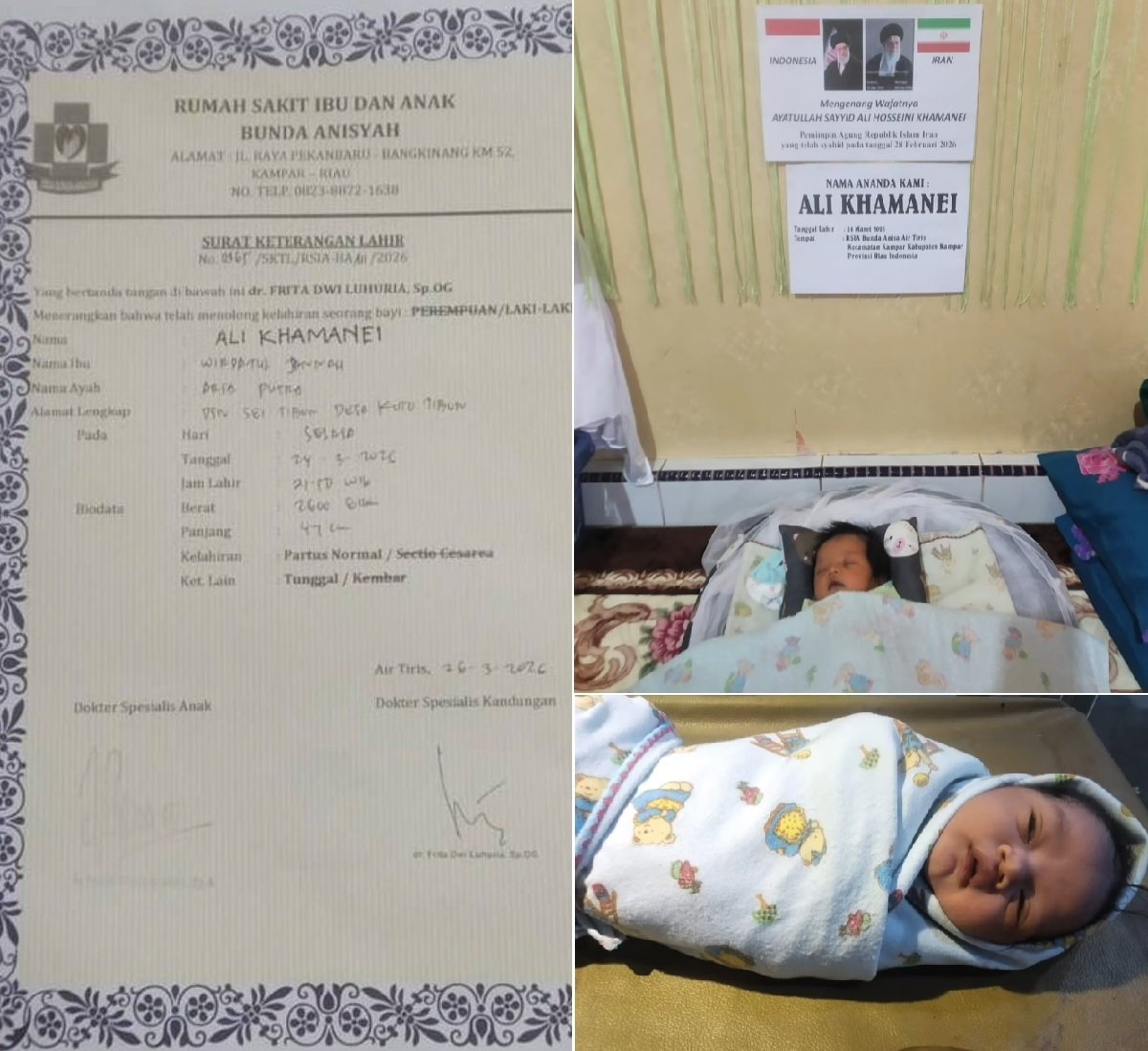 Viral, Pasangan di Riau Beri Nama Anaknya “Ali Khamanei”