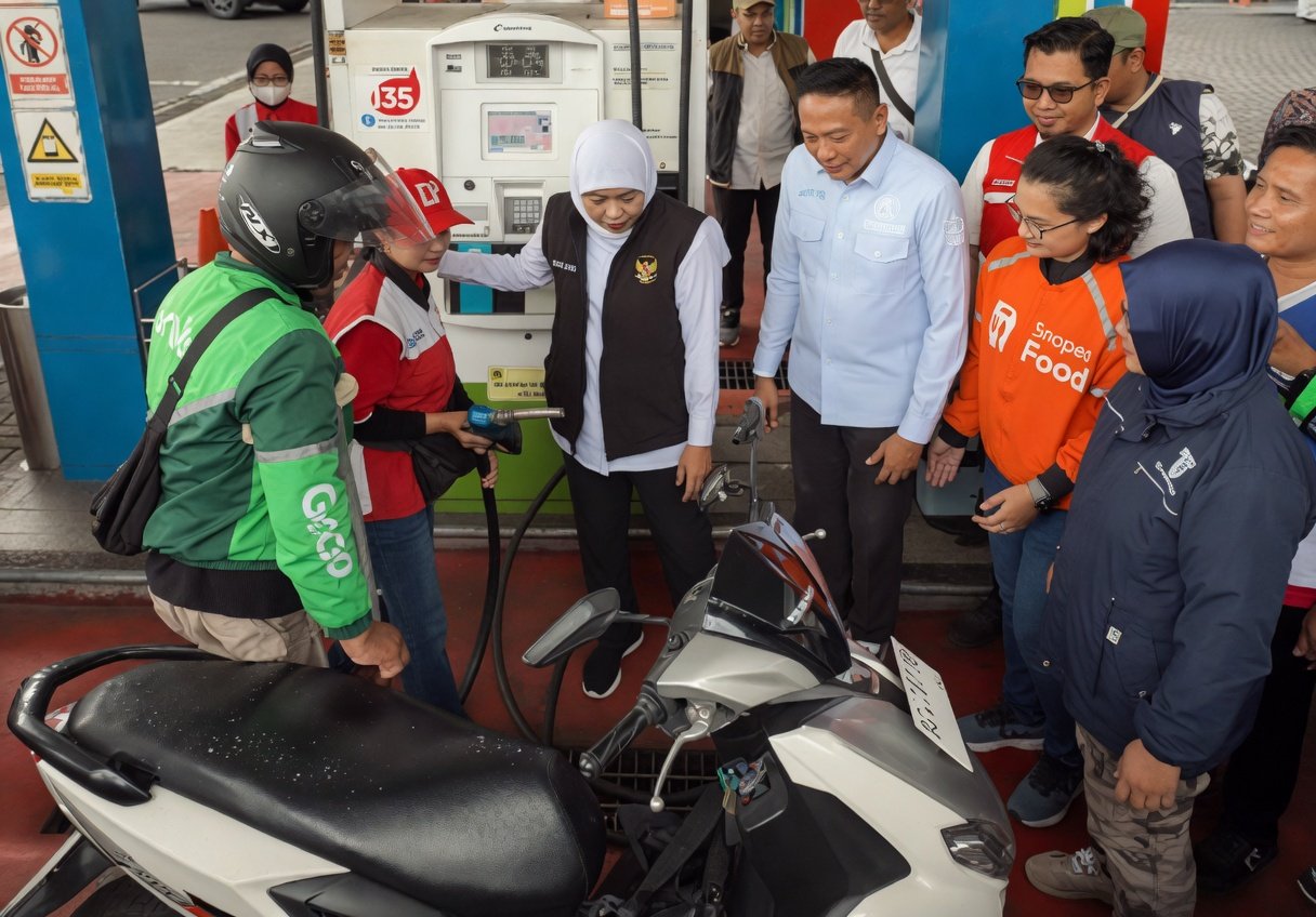 Ratusan Ojol di Kota Malang Sambut Gembira Bantuan BBM Gratis dari Gubernur Jatim