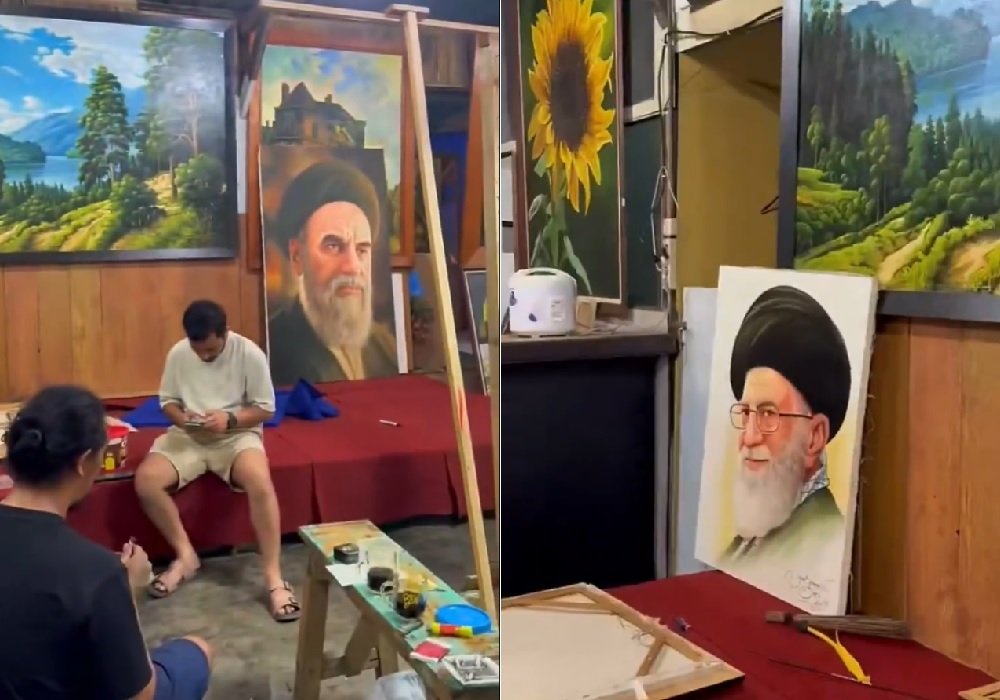 Lukis Dua Pemimpin Tertingginya, Kedubes Iran Apresiasi Seniman Batu