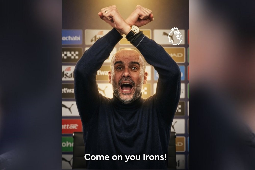 Silangkan Kedua Tangan di Atas Kepala, Pep Guardiola Provokasi West Ham Jegal Arsenal