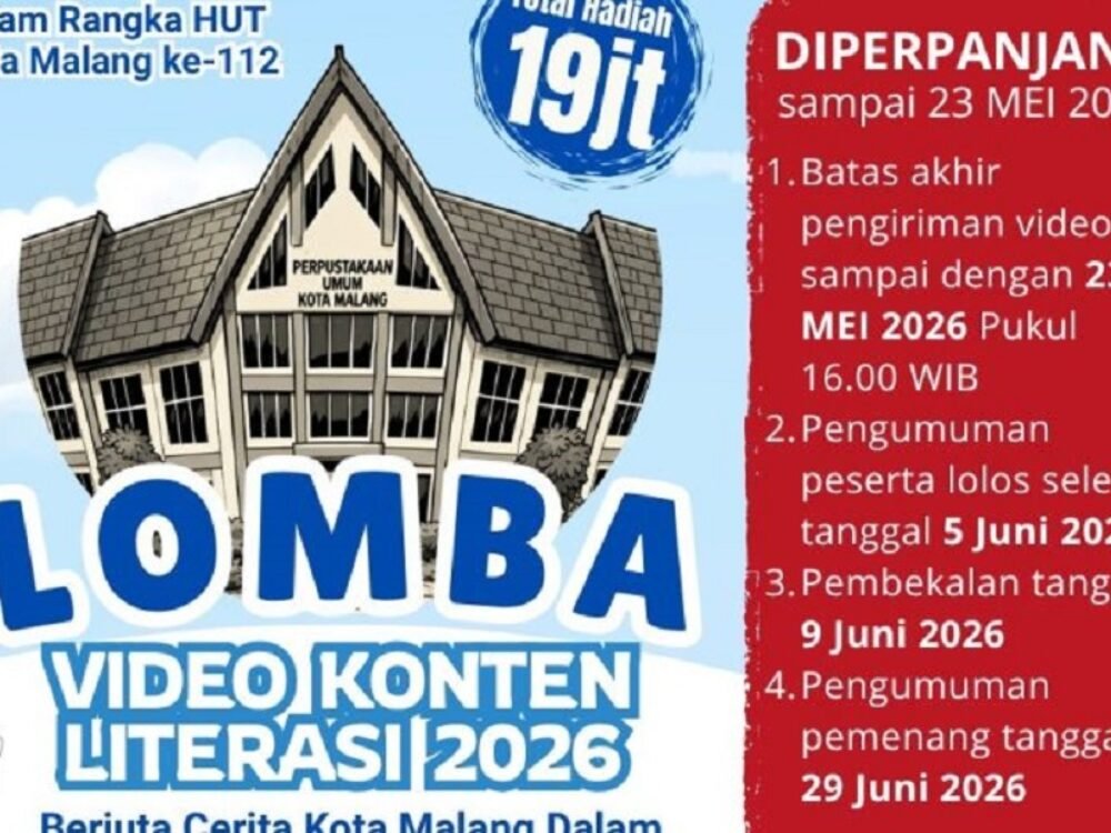 Pendaftaran Lomba Video Konten Literasi Dispussipda Kota Malang Diperpanjang