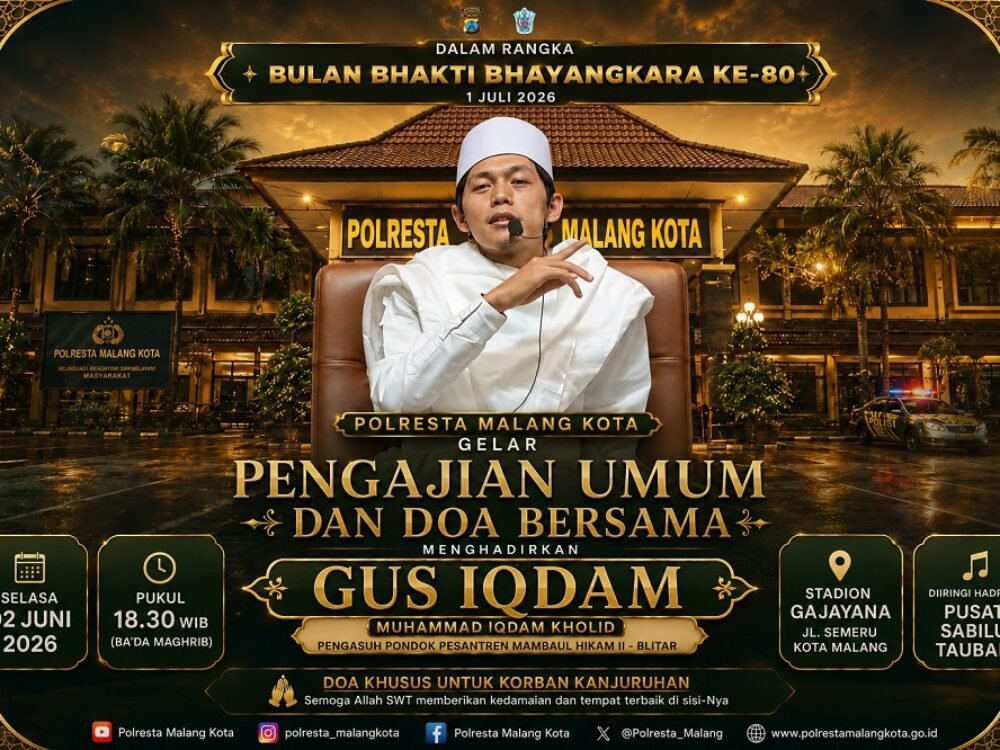 Hadirkan Gus Iqdam di Gajayana, Polresta Malang Kota Gelar Pengajian dan Doa Bersama untuk Korban Kanjuruhan