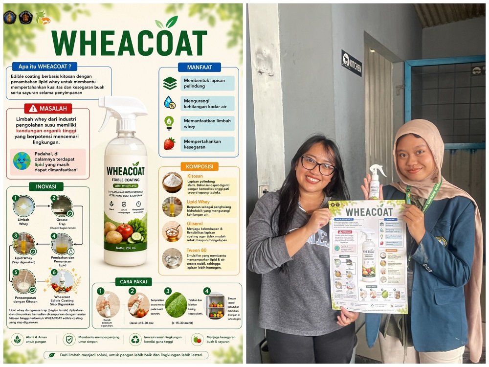 PMM UB Wheacot Mahasiswa UB Ciptakan Pelapis Alami Buah dan Sayur Lewat Olah Limbah Keju Mozzarella
