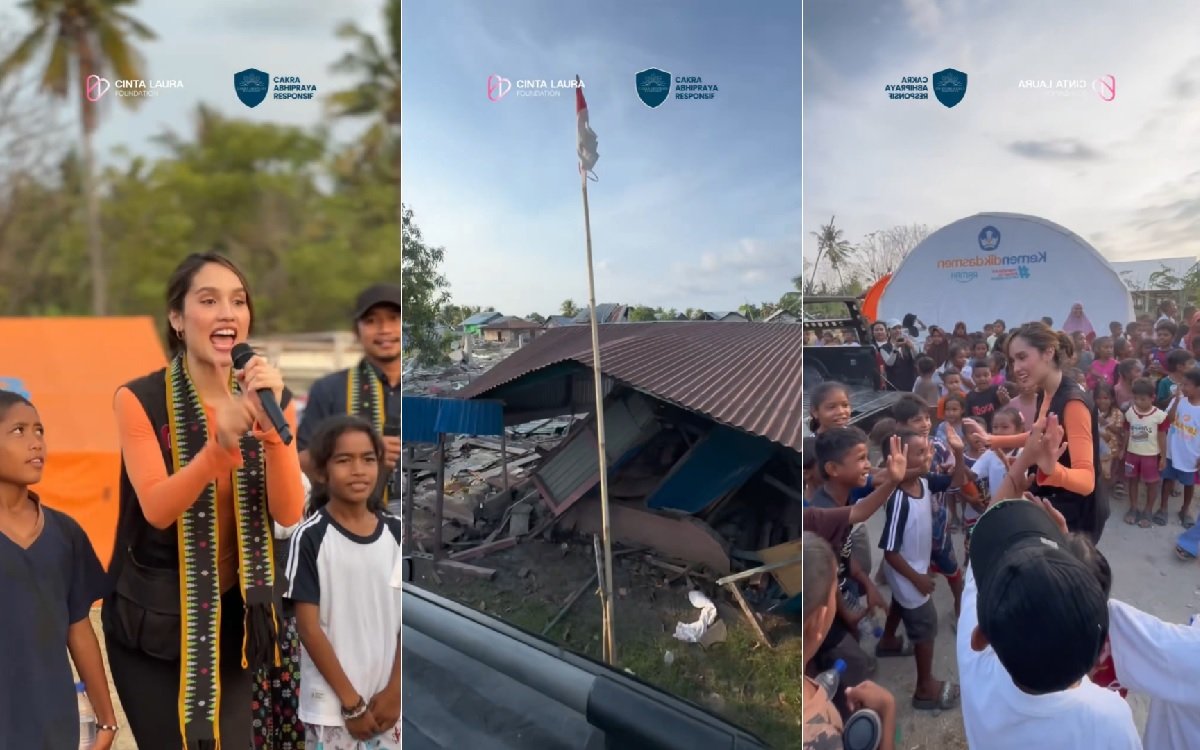 058-Cinta Laura salurkan bantuan di NTT Cinta Laura Tiba di Reo, Langsung Salurkan Bantuan untuk Anak-Anak Korban Gempa Flores NTT