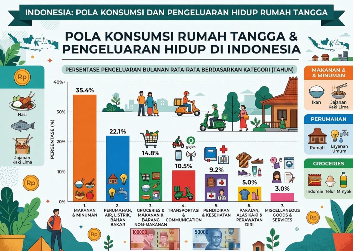 208-Ilustrasi pengeluaran rata-rata warga Indonesia dari data BPS BPS: Rata-rata Pengeluaran Warga Indonesia Rp1,66 Juta per Bulan, Naik 5,62%