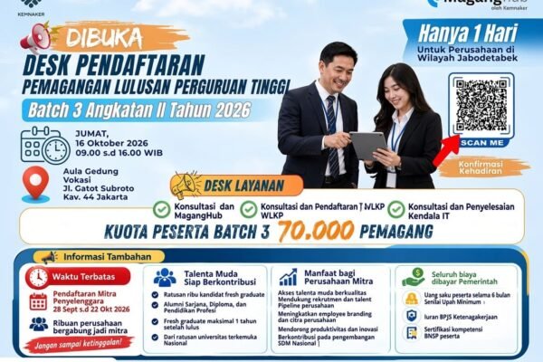 Kemnaker Buka Layanan Mitra MagangHub bagi Perusahaan di Jabodetabek
