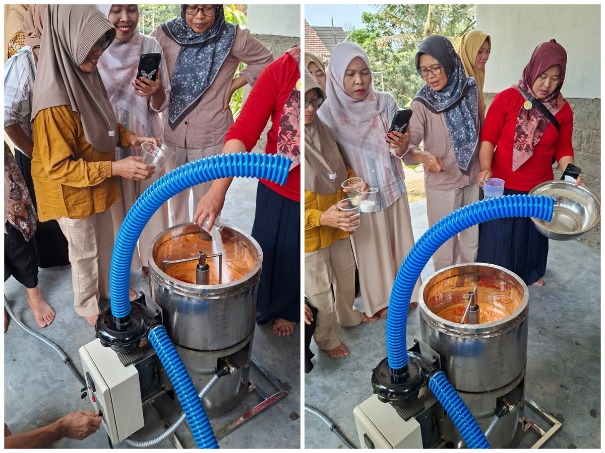 UB UMKM Kediri Bantu UMKM di Kediri, Dosen FTAB UB Hibahkan Alat Pemasak dan Pengaduk Saus Cabai Semi Otomatis
